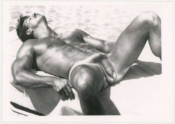 Max Schling 1990 Sunbathing Handsome Tanned Hairy Beefcake RIP Colt 5x7 Moustache Jim French Gay Nude Photo J13203