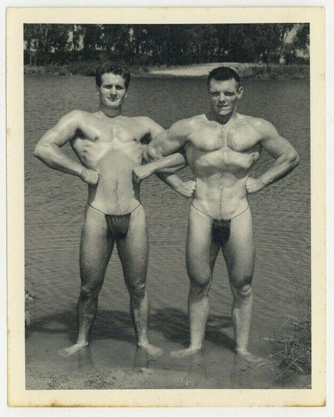 Bruce Of Los Angeles Gay Physique Beefcake 1950 Two Hunk Body Builders Q7049