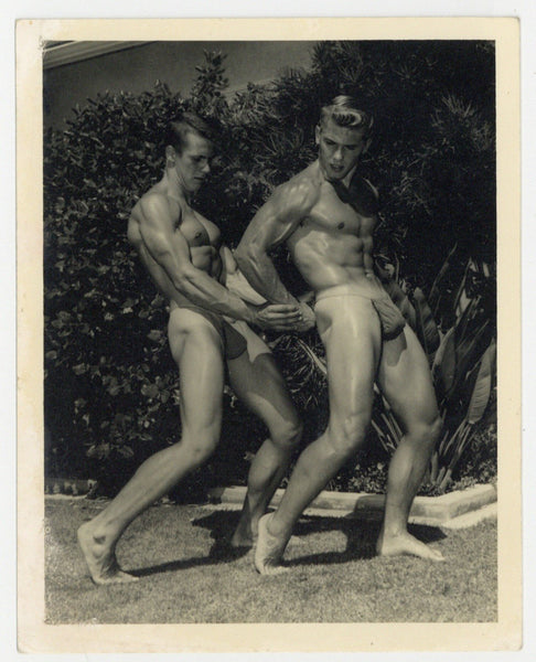 Bruce Of LA 1950 Wrestling Duo 5x4 Original Gay Physique Beefcake Photo Q8524