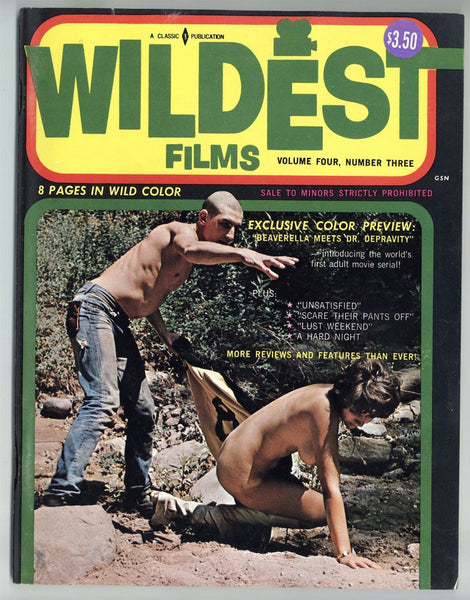 Wildest Films V4#3 Vintage Sexploitation Cinema Beaverella Meets Dr.Depravity, Lust Weekend 80pgs Hard Sex Magazine M23807