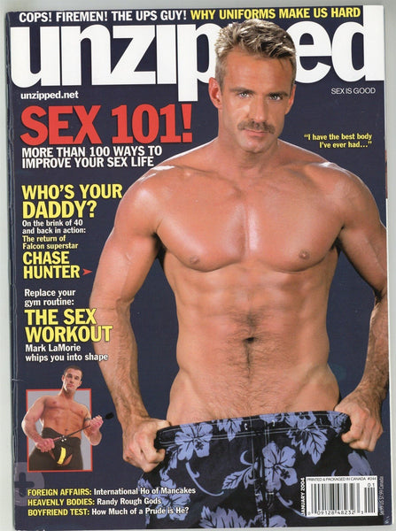 Unzipped 2004 Chase Hunter Falcon Studios, Mark LaMoire, Carlos Morales 82pgs Mark O'Reilly Gay Magazine M24164