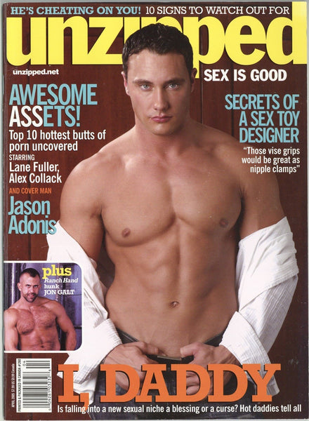 Unzipped 2005 Jason Adonis, Lane Fuller, Alex Collack 82pgs Jon Galt Gay Magazine M24165