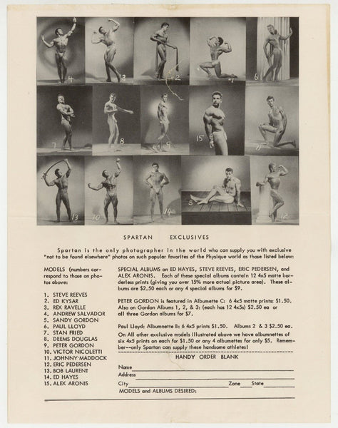 Constantine Hassalevris 1950 Spartan Of Hollywood Gay Physique Photo Catalog