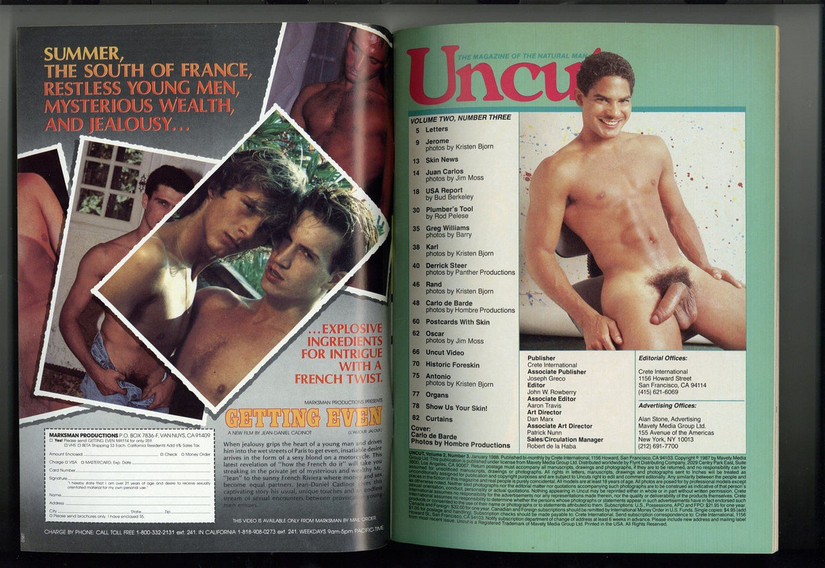 Uncut 1988 Carlo De Barde, Kristen Bjorn, Greg Williams 84pg Gay Pinup –  oxxbridgegalleries