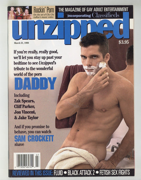 Unzipped 1998 Zak Spears, Cliff Parker Jon Vincent, Sam Crockett 50pgs Jake Taylor Gay Magazine M28721