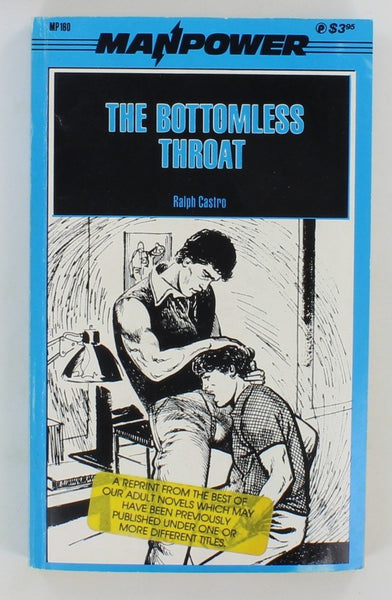 The Bottomless Throat by Ralph Castro 1986 Manpower MP-160 Arena Books, Gay Pulp Book PB394