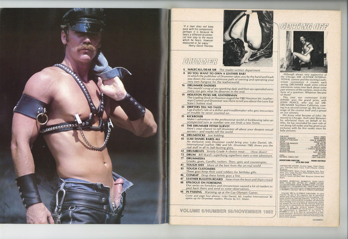 Drummer 1982 Luke Daniel 98pgs Larry Townsend, Bill Ward Vintage Gay L ...