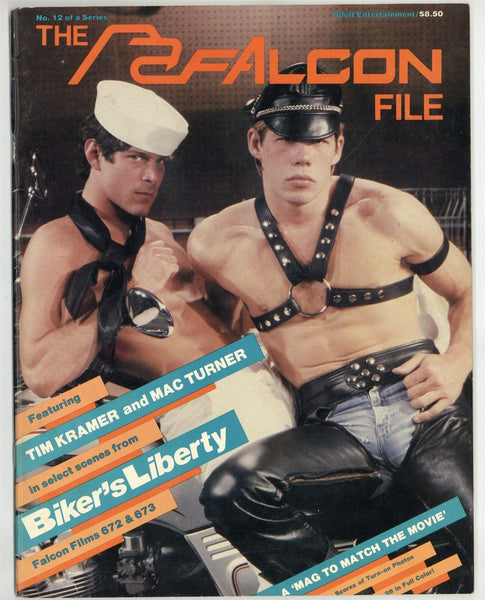 The Falcon File #12 Tim Kramer, Mac Turner 1982 Falcon Studios 48pgs Bikers Liberty, Vintage Gay Leathermen Porno Magazine M28264
