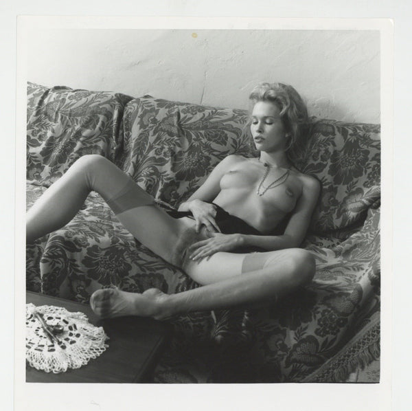 Serena Czarnecki 1978 Blonde Long Legs Garter Belt & Stockings 8x10 Adult Film Star, Original Photo J11659