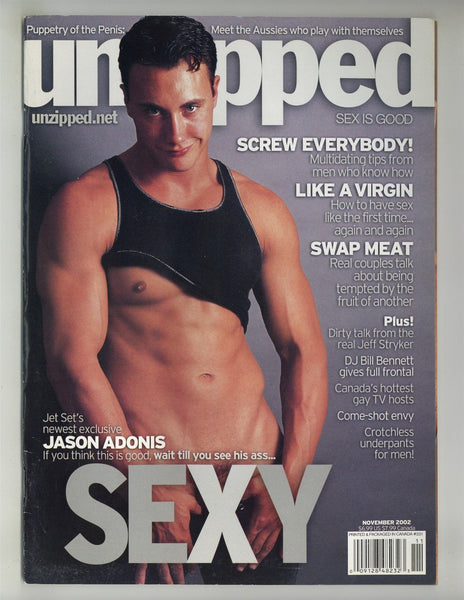 Unzipped 2002 Jason Adonis, Jeff Stryker 82pgs Bill Bennett Gay Pinup Magazine M28707