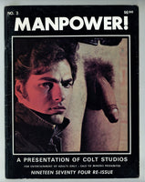 Manpower #3 Colt Studios 1974 Beefcake Cowboys 48pg Jim French, Vintage Gay Magazine M28954