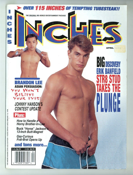 Inches 1998 Brandon Lee, Erik Banfield, Mark Andrews 98pgs Mavety Media Group Gay Pinup Magazine M30850