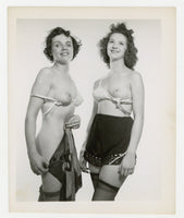 Flirty Fun Females 1950 Perky Boobs Lingerie 5x4 Short Shorts Stockings Vintage Nude Photo Q9089