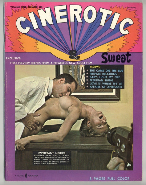Cinerotic #6 Psychedelic Era Porn Magazine 1970 Sexploitation Cinema 80pgs Classic Publ. M35507