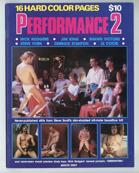 Performance 2 Nick Rodgers, Jim King, Shawn Victors, Steve York, 1982 Derrick Stranton, Le Cocq 48pgs Steve Scott Gay Film Magazine M35885
