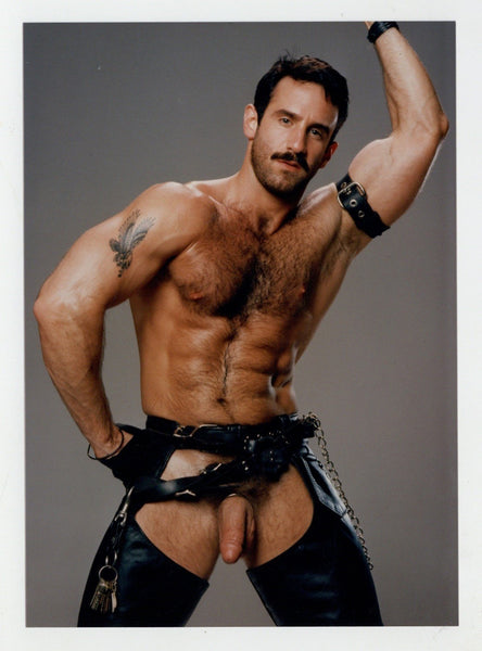 Steve Kelso Tattooed Hairy Hunk 1994 Leather Chaps Colt Studio 5x7 Jim French Gay Nude Photo J14219
