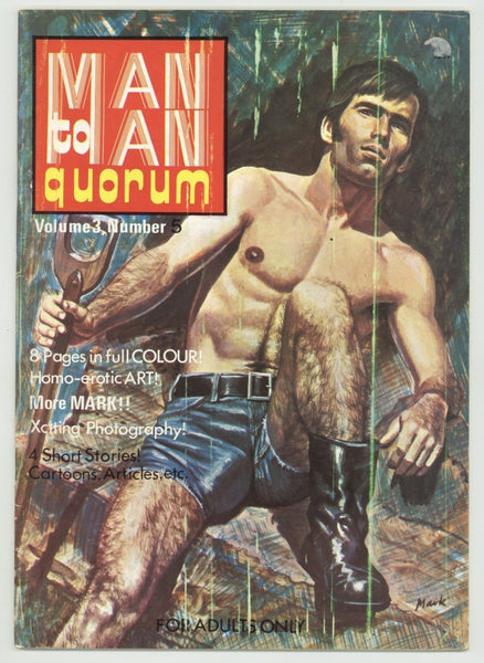 Man To Man Quorum V3#5 S&H Ltd, London 1976 John S. Barrington, Homo-Erotic Artwork By Mark 48pgs Gay Magazine M37497