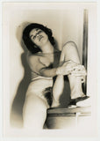 Teasing Brunette Female, Unshaven Nude Portrait 1963 Original Photo 5x4 Bushy Beaver, Photographer Roy Kemp Q10377
