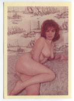 Flirty Girl Redhead Hot Huge Perky Bust 1950 Original Nude Color Photo B6761