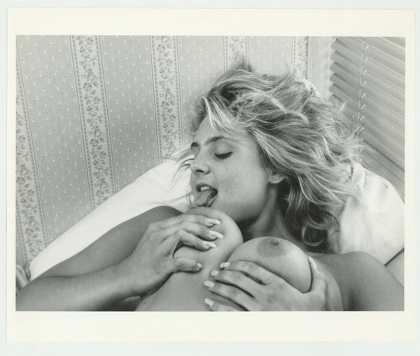 Busty Blonde Licking Breasts 8x10 Original 1983 Photo Parliament Big Nipples J7260