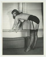 Dangling Boobs 1958 Smiling Girl Stockings Legs 8x10 Nylons Garter Belt Hosiery Original Photo J7378