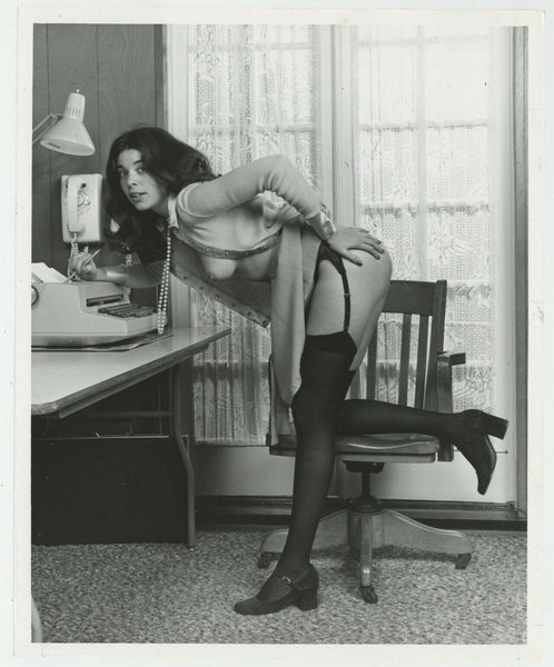 Sexy Secretary Bent Over Desk Stockings Garter Belt 1970 Elmer Batters 8x10 Original Parliament Photo J7448