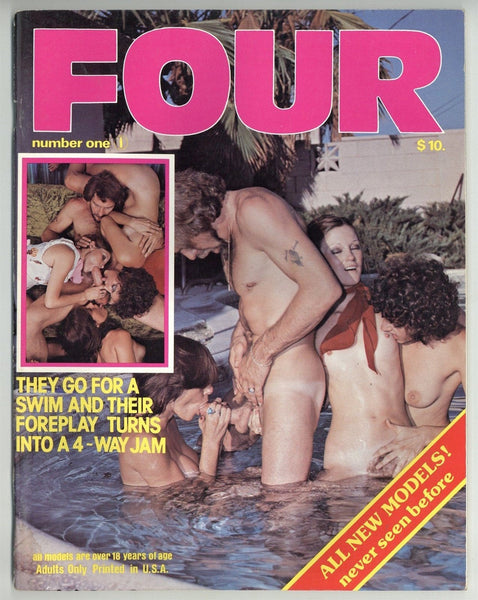 Four #1 Vintage Hard Sex 48pg Pictorial Group Sex Magazine Orgy M21407