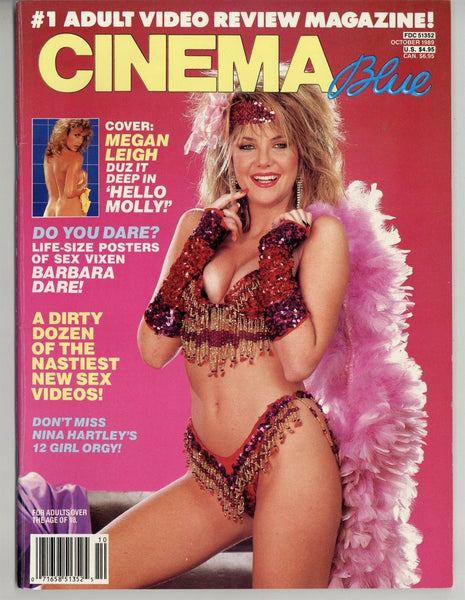 Cinema Blue Oct 1989 Hudson Communicatons Angela Baron 25p Kascha Megan Leigh 82pg Jade East Papillion M21879