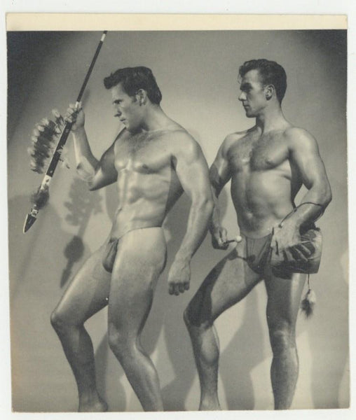 Bruce Of LA 1950 Beefcake Don Fuller & John Krivos w/Spear Vintage Bruce Bellas Gay Physique Q8182