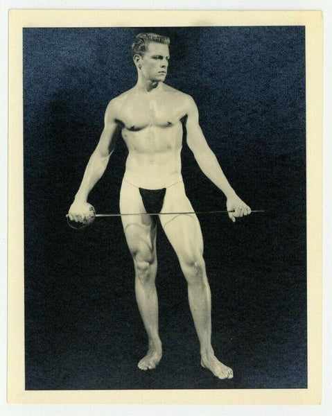 Bruce Of LA Beefcake Fencing Photo 1950 Gay Physique Nude Male Los Angeles Q7529