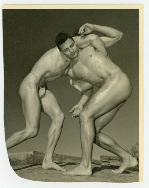 Jim Dardanis & Johnny Rotolante 1950 Don Whitman Beefcake Gay Physique Wrestling Q7424