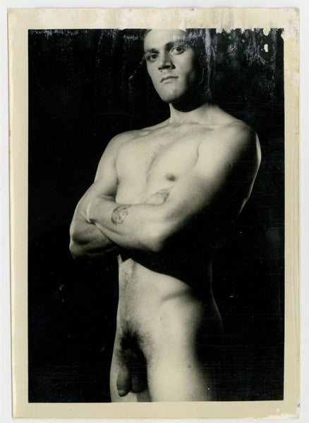 Milo of LA 1960 Gay Male Physique w/Tattoo 5x7 Beefcake Nude Serious Hunk J8964
