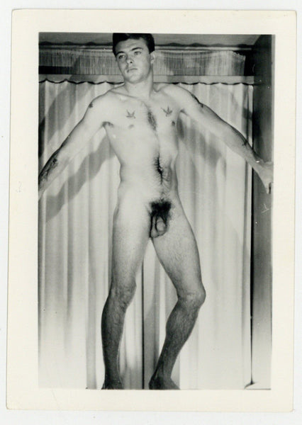 Tattooed Male Nude 1960 Original 5x4 Gay Physique Beefcake Vintage Photo Q8499