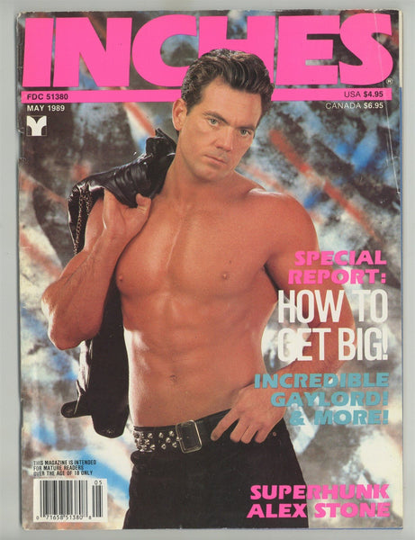Inches 1989 Alex Stone, Chris Dano 100p Kristen Bjorn, Ricky Lee, Catalina Studio Vintage Gay Magazine 23185