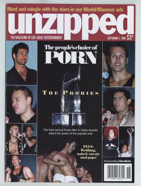 Unzipped 1998 SLI Publishing Derek Cameron, Rod Barry, Adam Hart 50pgs Jeff Stryker Gay Magazine M23519