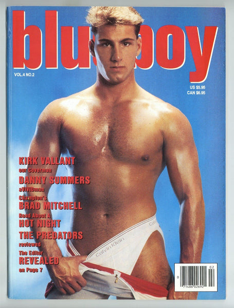 Blueboy Feb 1991 Kirk Vallant, Danny Summers, Andrew Bishop 100pgs Brad Mitchell, Kirk Vallant Gay Magazine M23658