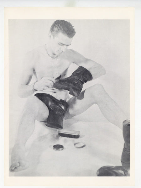 Hunky Beefcake Polishing Boots 1960 Physique 8x10 Lithograph Gay Photo J10911