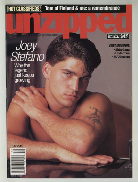 Unzipped 2000 Joey Stefano, Jack Stuart 50pgs Frank Taylor Gay Magazine M24634