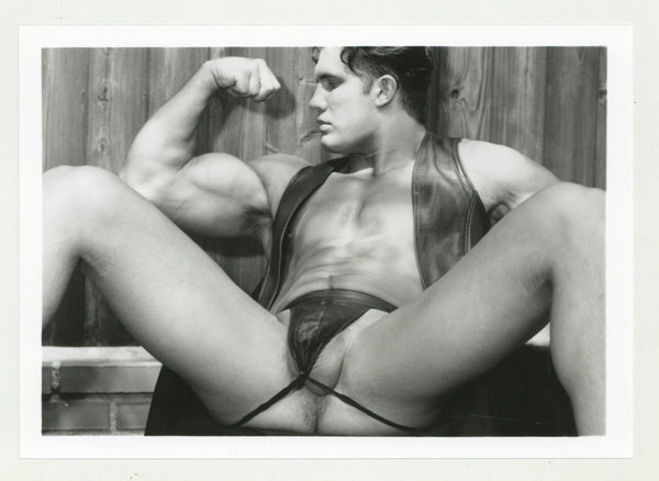 Chad Bannon/Dusty Manning 1997 Colt Studios Leather Strap Flexing Beefcake 5x7 Jim French Gay Photo J10895
