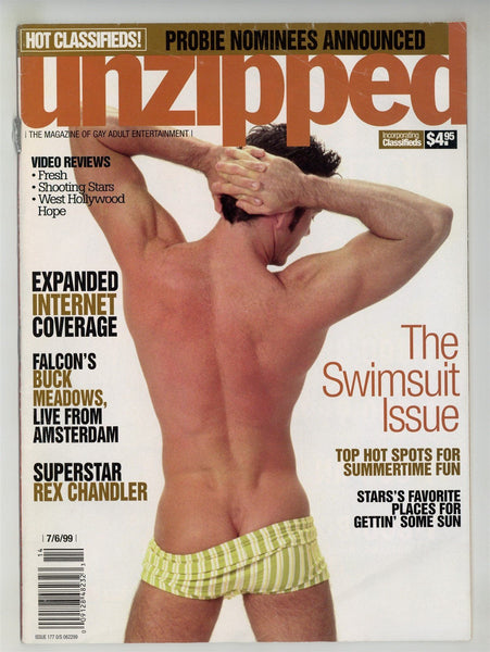 Unzipped 1999 Buck Meadows, Rex Chandler, Marc Anthony 58pgs Gay Magazine M25334