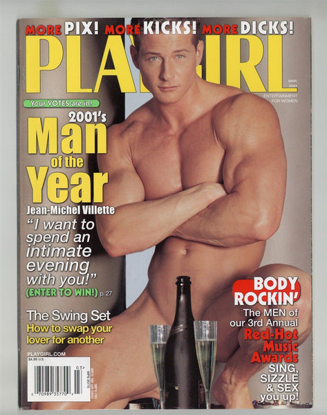 Playgirl 2001 Jean-Michel Villette, Michael Esse, Guy Winks 98pgs Gay Magazine M25342
