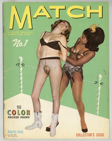 Match V1#1 Nude Female Wresting Fetish Magazine 1968 Playful Interracial Catfight 32pg Fighting Women M26182
