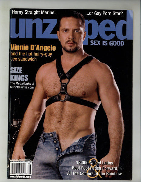 Unzipped 2007 Vinnie D'Angelo, Dean Campbell 74pgs Leather Gay Pinup Magazine M28495