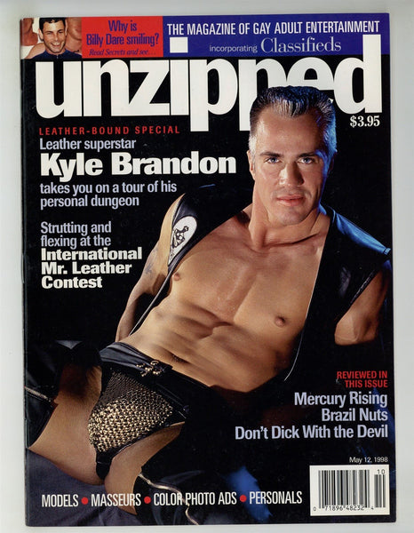 Unzipped 1998 Kyle Brandon Leathermen 50pgs Gay Leather Physique Pinup Magazine M28789