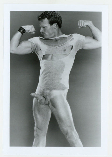 Mike Landis 1986 Colt Studio Flexing Hairy Beefcake 5x7 Jim French Gay Nude Photo J13036