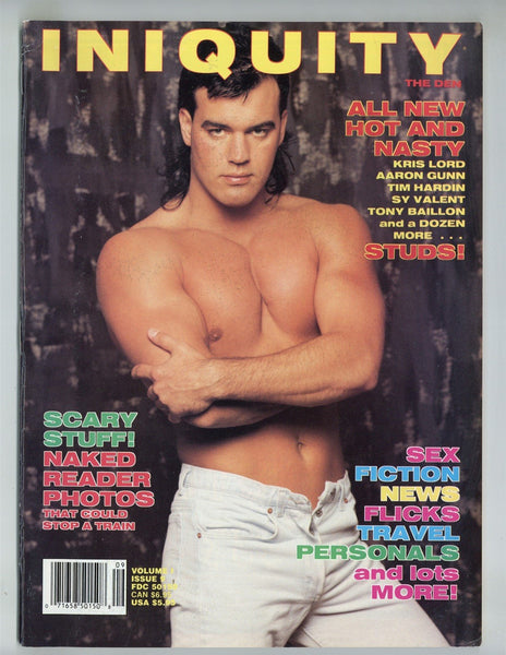 Iniquity 1992 Kris Lord, Aaron Gunn, Tim Hardin, Tony Baillon 84pgs Gay Pinup Magazine M29475