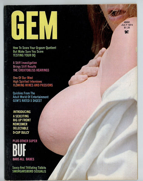 Gem July 1974 Vintage Pinups Busty Women 74pgs Big Boobs Solo Females M21156