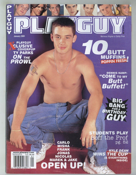 Playguy 2001 Carlo Santini, Frank Taylor, Kyle Jackson, Jake Hugh 100pgs Gay Beefcake Pinup Magazine M29777