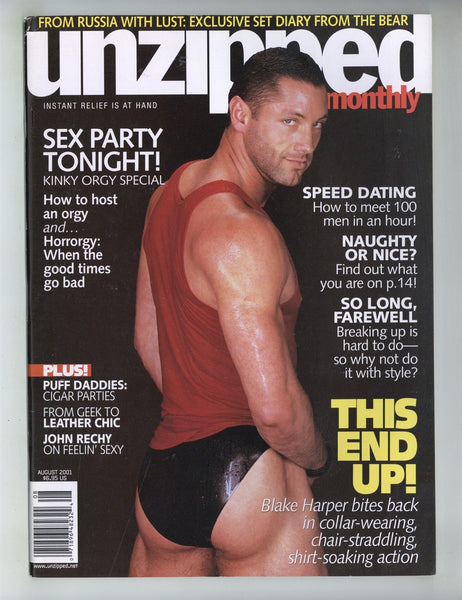 Unzipped 2001 Blake Harper, Jake Hart, Chi Chi LaRue 82pgs Gay Beefcake Magazine M29789
