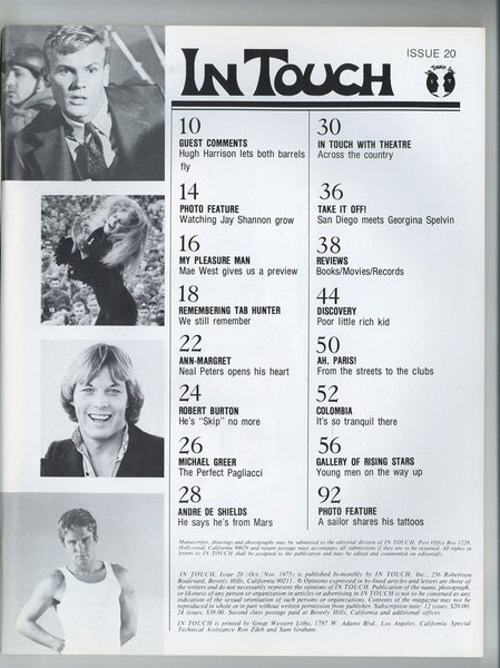 In Touch 1975 Danny Delaney, Tab Hunter 94pgs Gay Beefcake Pinup Magaz ...